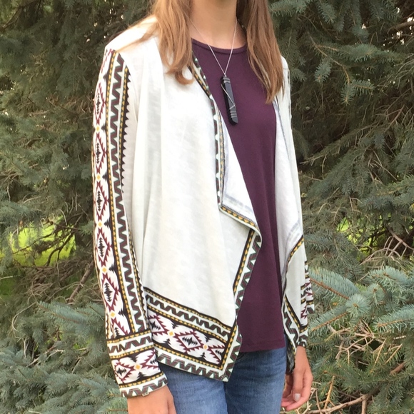 Perch by Blu Pepper Sweaters - Perch Plus Size 2X Tribal Print Cardigan